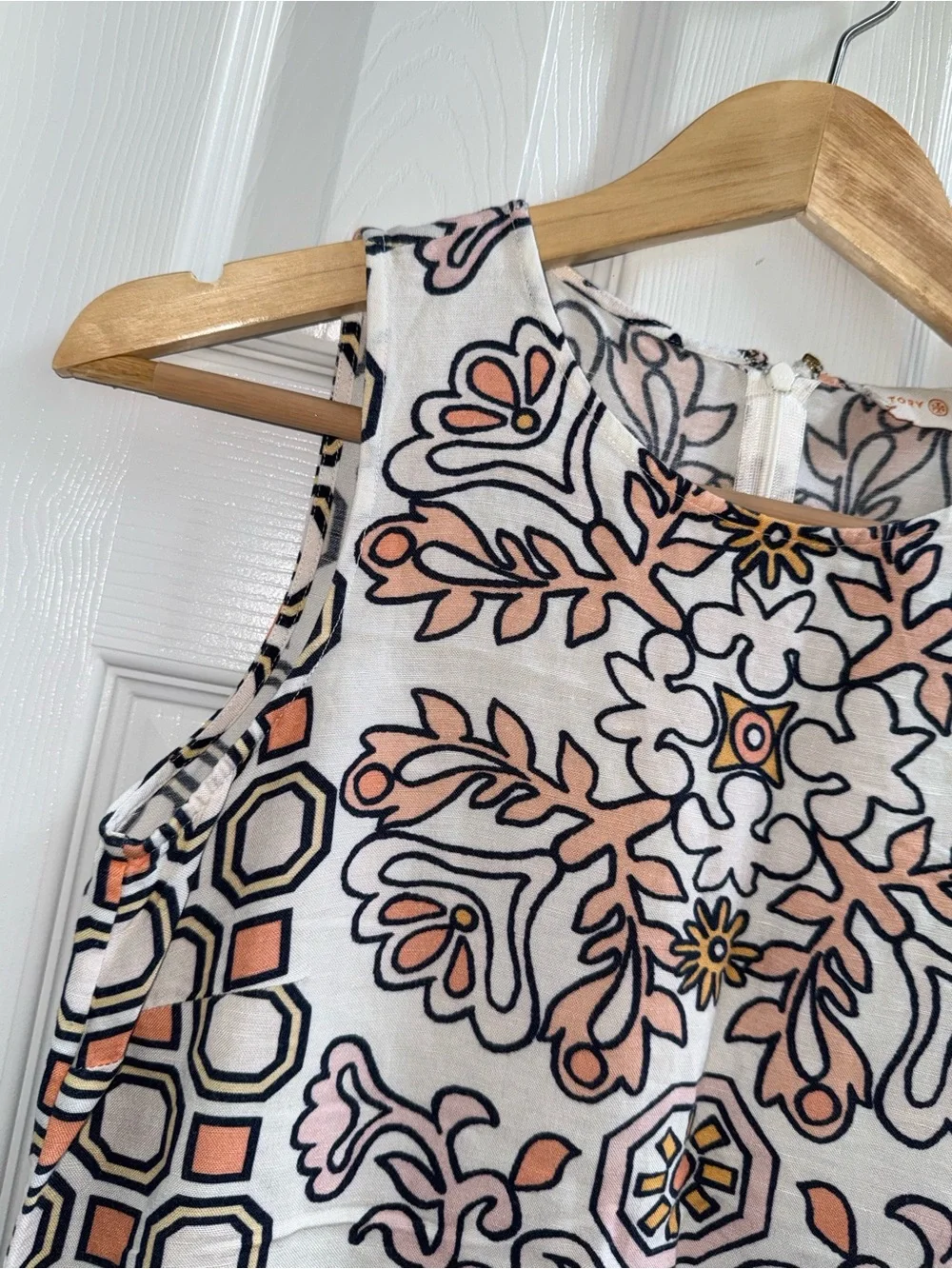 Tory Burch Hicks Garden Party Mini Dress XS Linen Floral Summer Vacation Indie